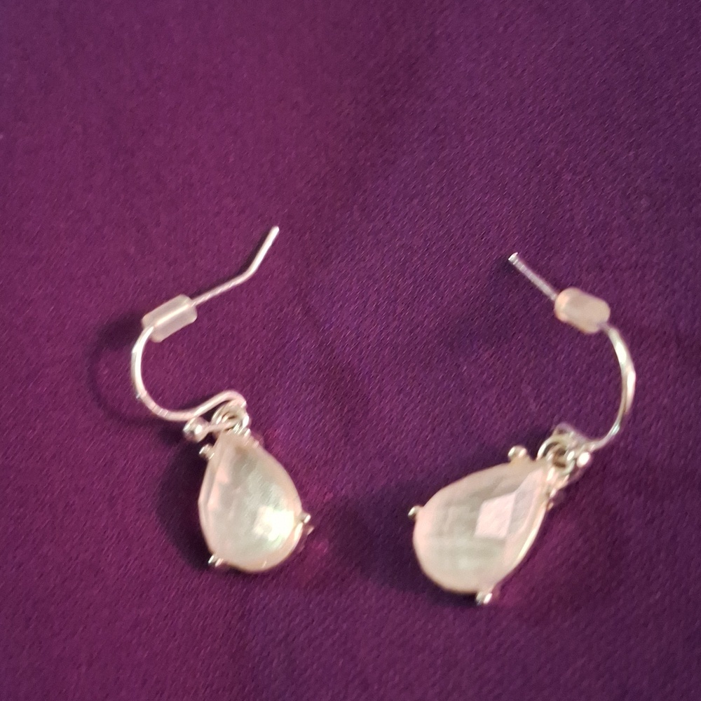 Vintage Frosted Chalcedony Like Earrings